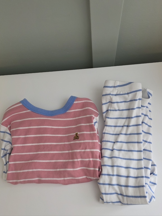 GAP Other - GAP Pink and White Striped Kids Pajama Set with Blue Trim 4t Pjs Pajamas Organic